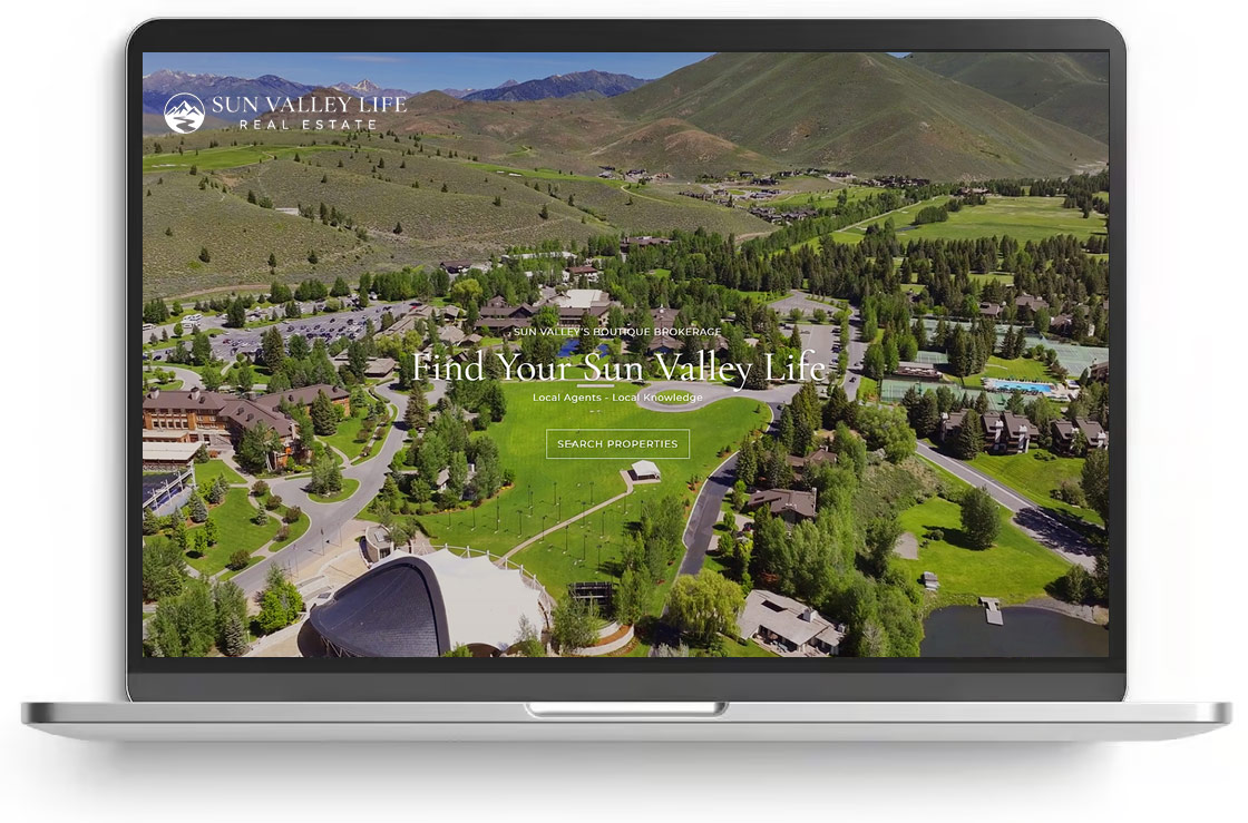 website screenshot of sun valley life real estate website