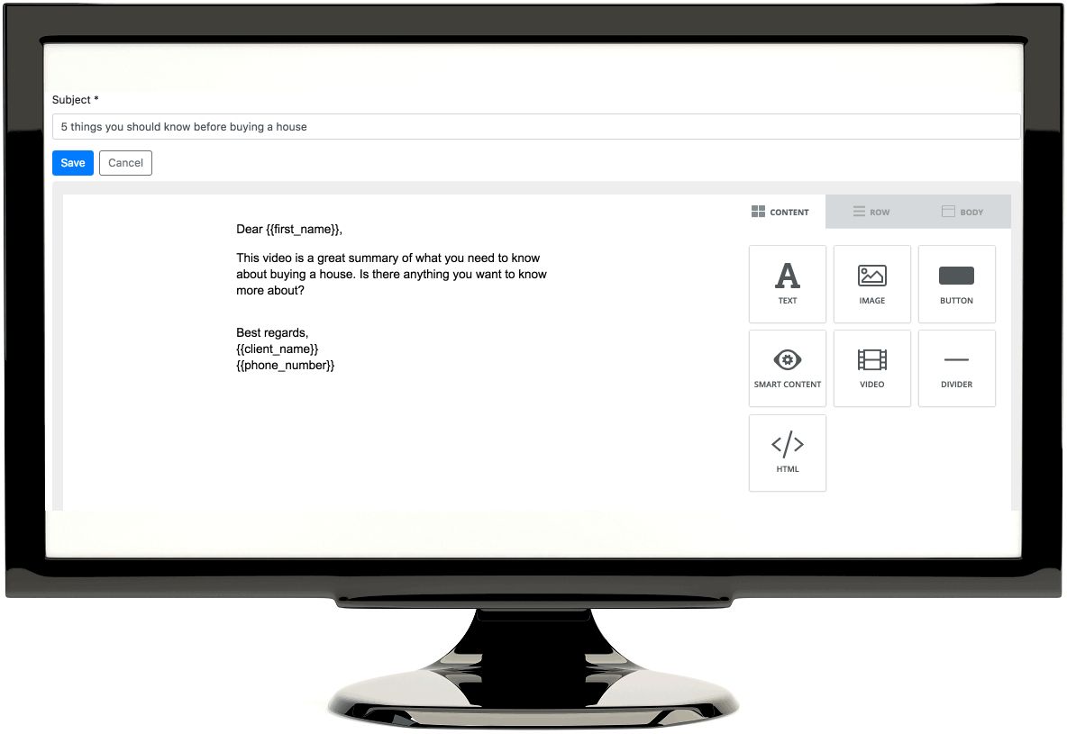 iHomefinder max crm message editor animated