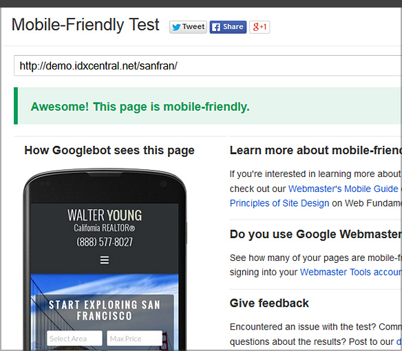 Google Mobile Friendly Yes