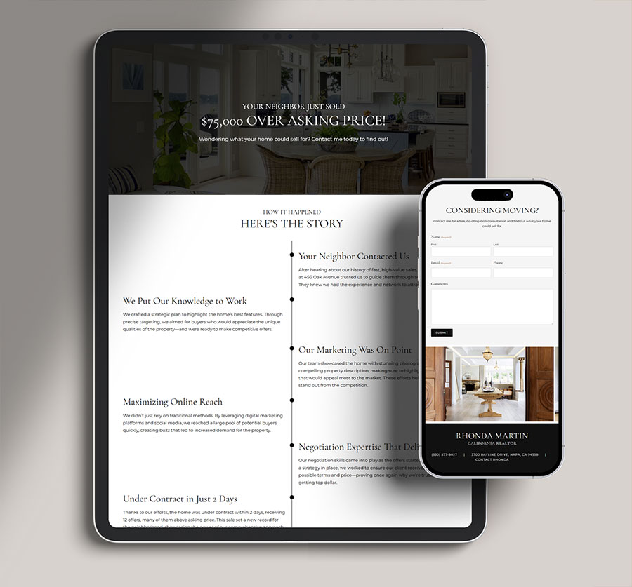 just sold story page on an ipad and mobile phone