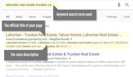 SEO real estate organic ranking example