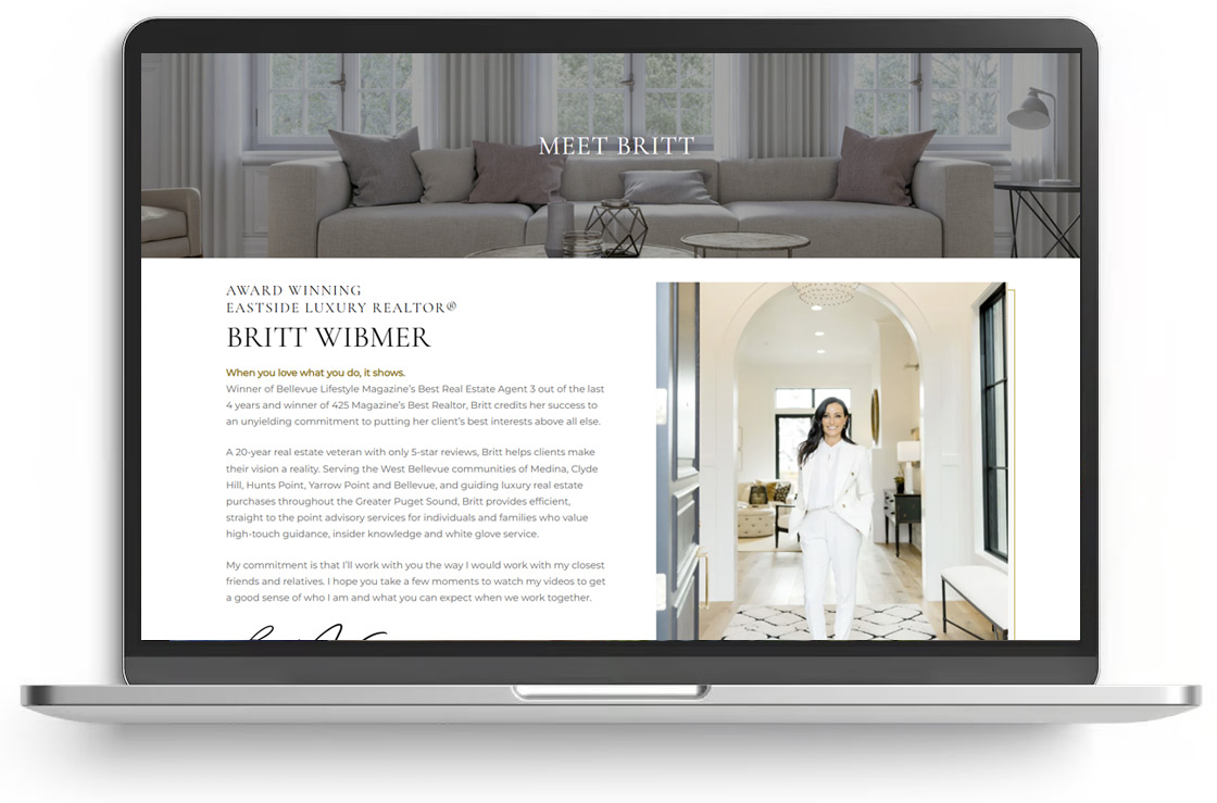 realtor experience website on laptop
