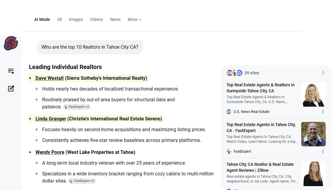 google ai results page