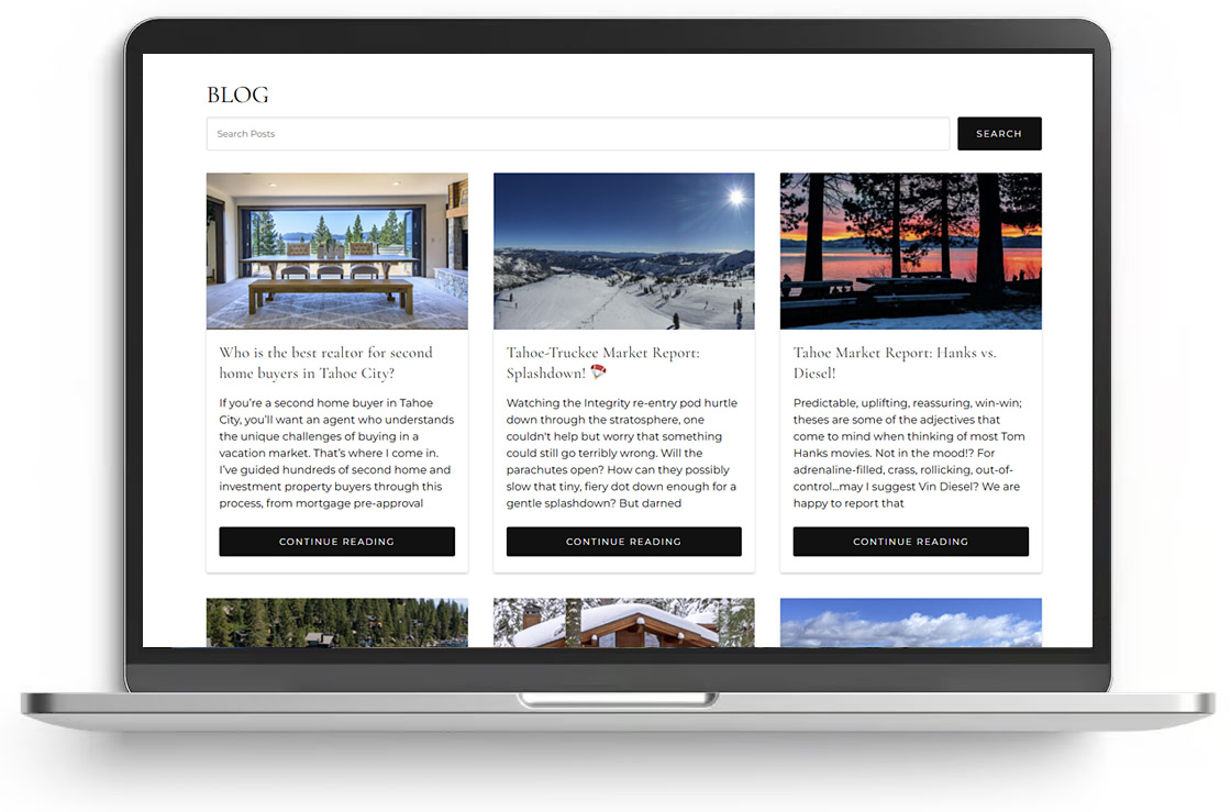 blog pages displayed on laptop