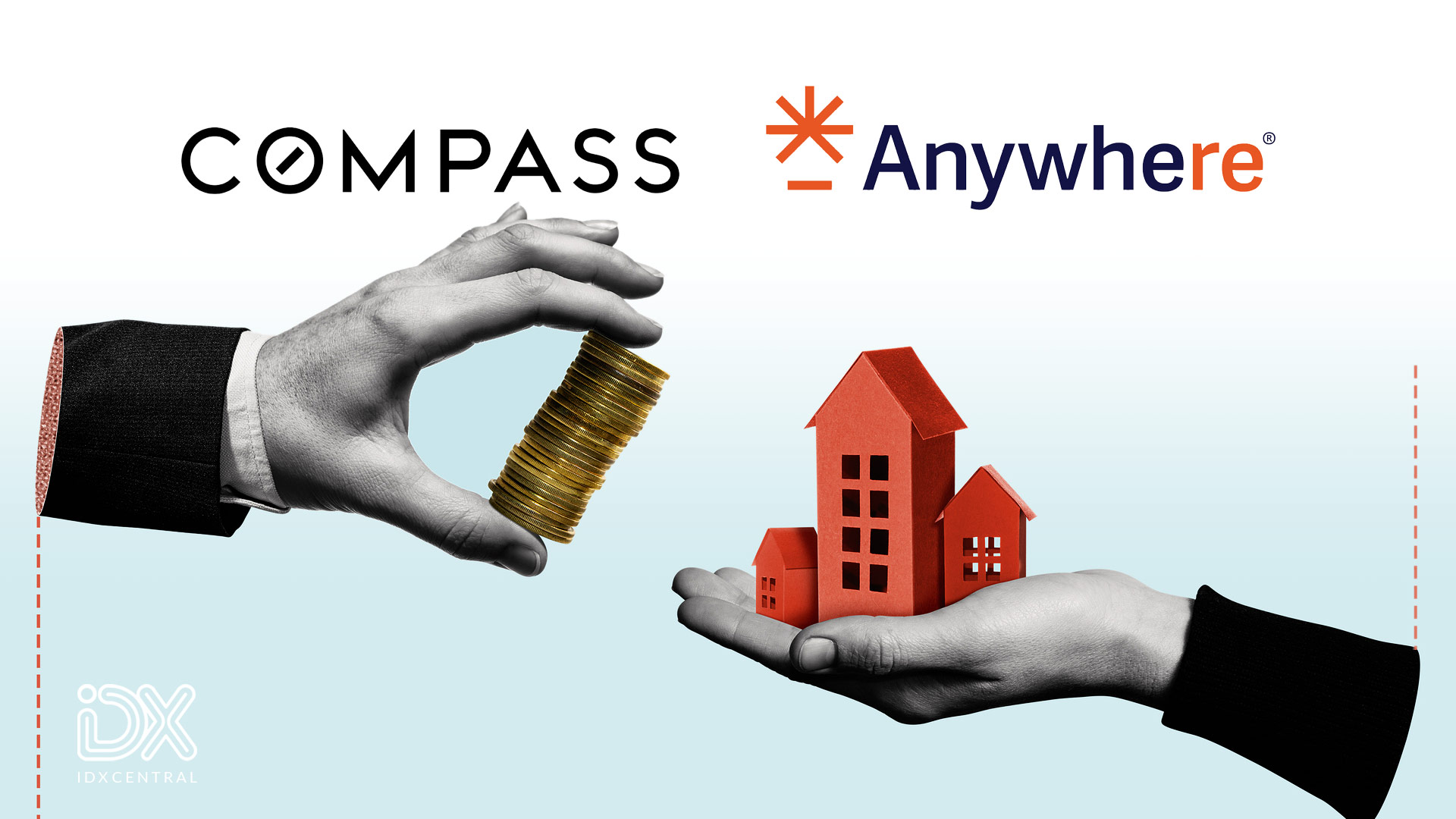hands holing coins and a home